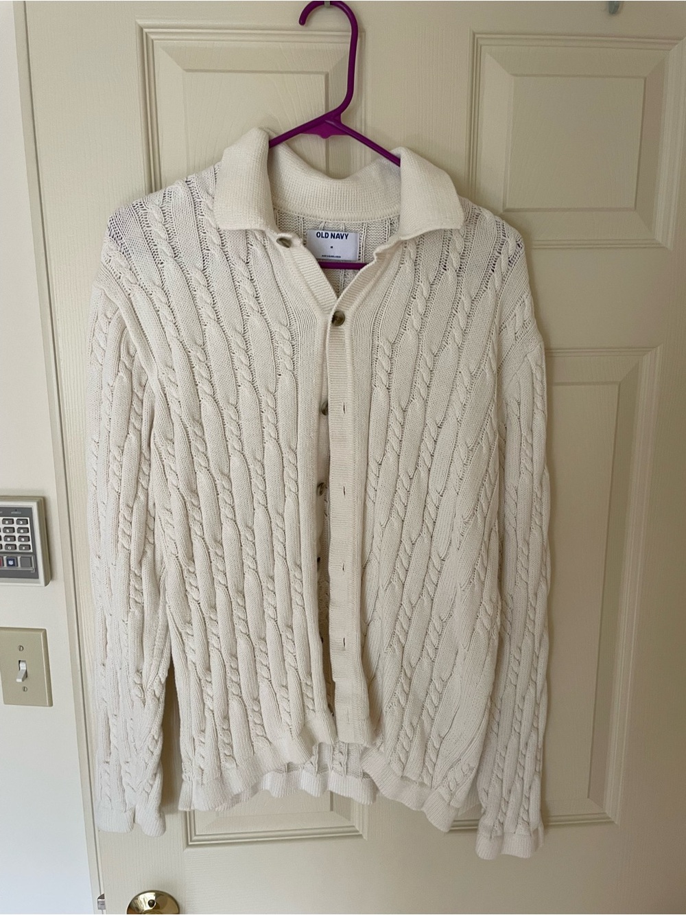 Old Navy Cream Cable Knit Button-Up Cardigan